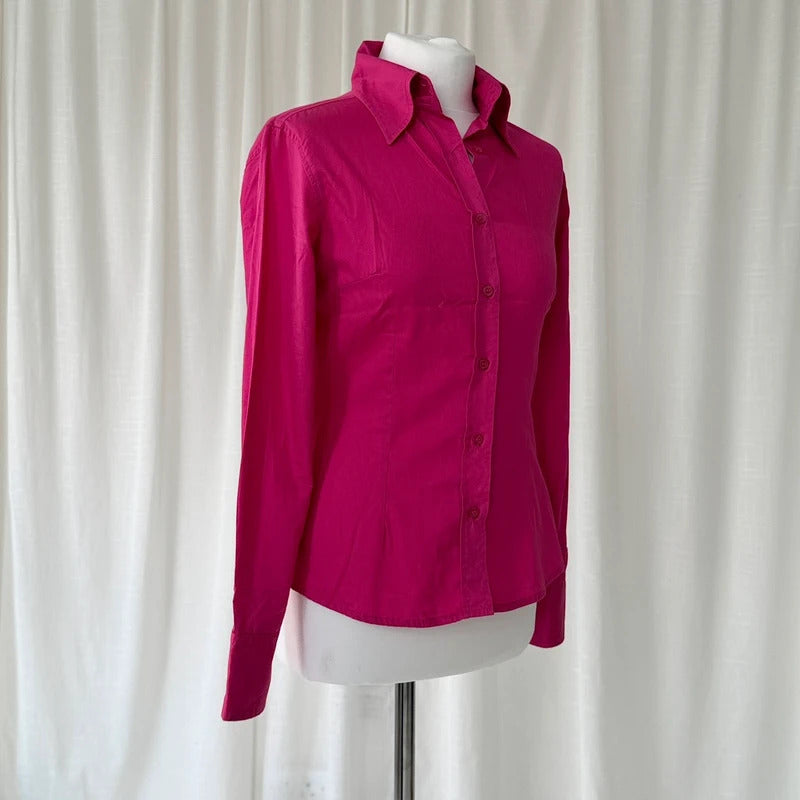 Hot Pink Tailored Cotton Shirt