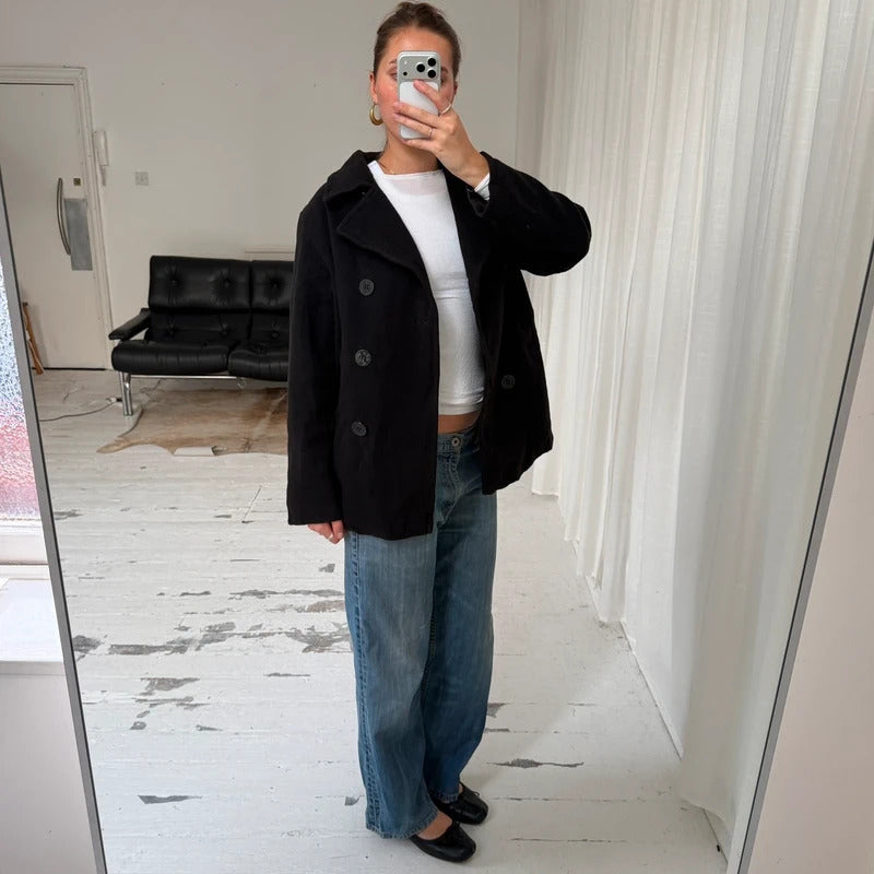 Pure Merino Wool Double Breasted Peacoat