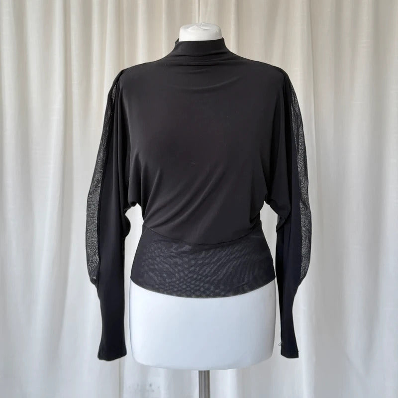 1990s Minimal Batwing High Neck Top