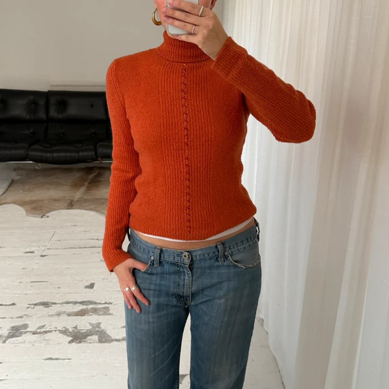 Orange Rollneck Knit Jumper