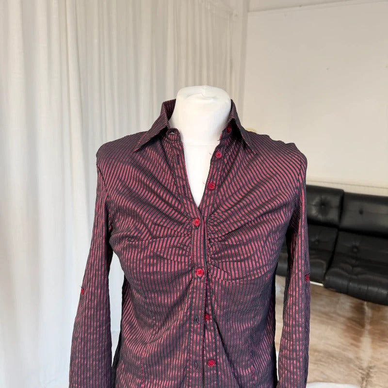 1990s Ruched Stripe Shirt
