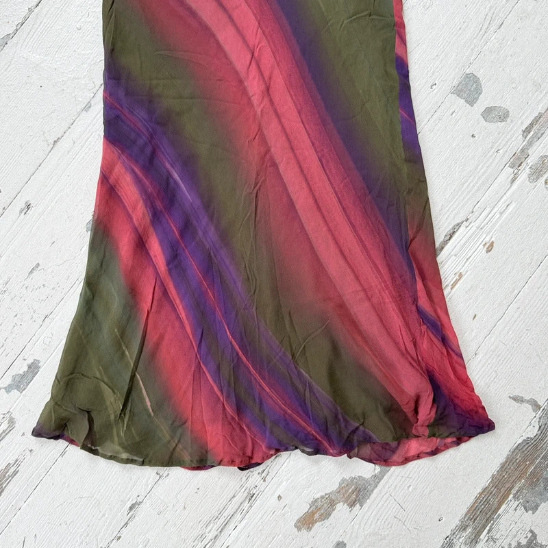 Italian Vintage Silk Stripe Maxi Skirt