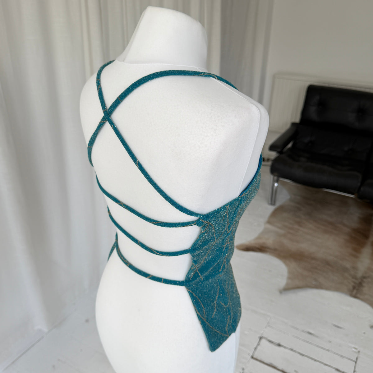 2000's Turquoise Strappy Backless Top