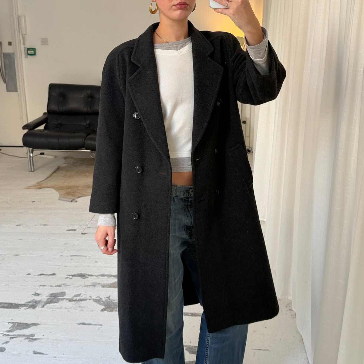Charcoal Grey Wool Overcoat