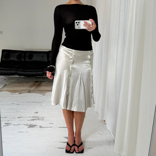 Silver Emporio Armani Silk Midi Skirt
