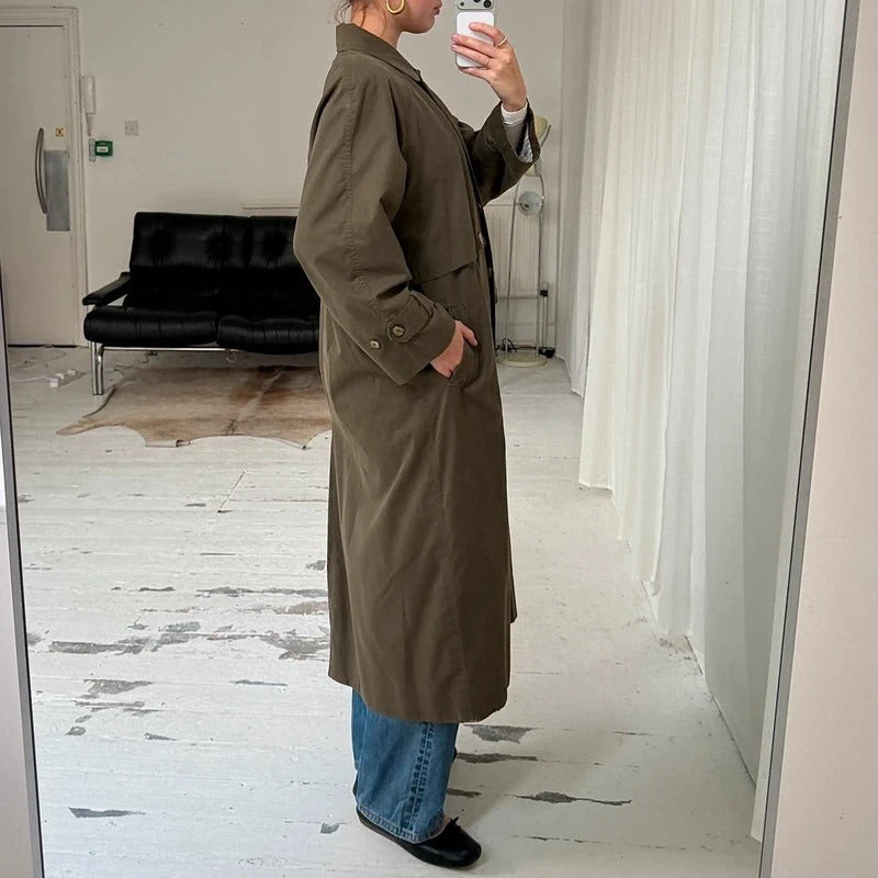 90s Jaeger Khaki Brown Cotton Trench Coat