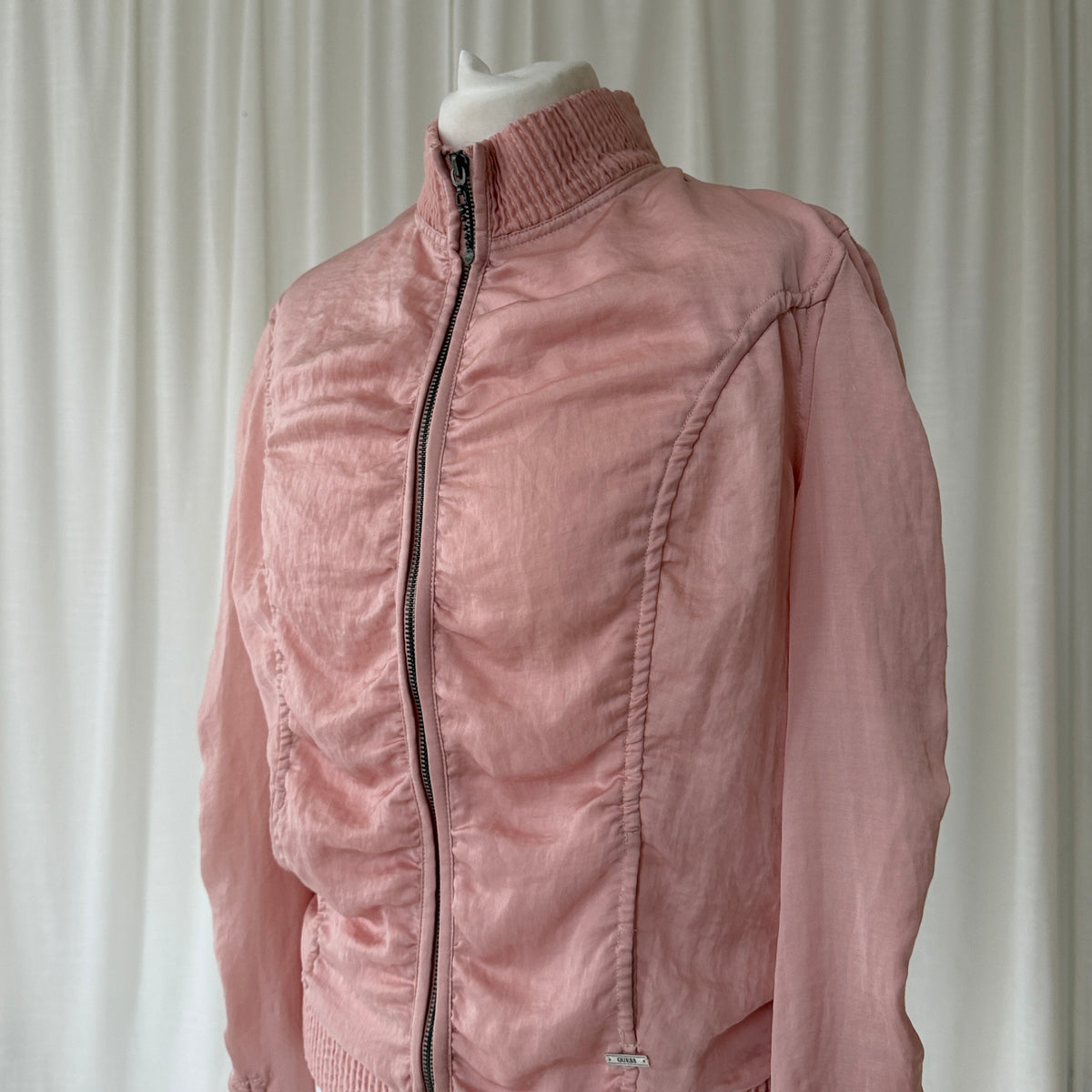 2000s Guess Pink Ruched Bomber Jacket