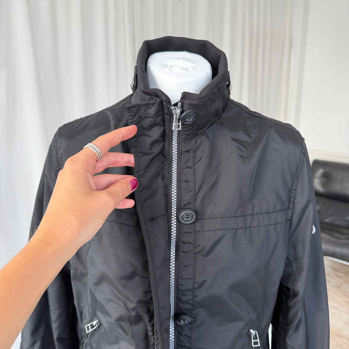Black Nylon Utility Jacket