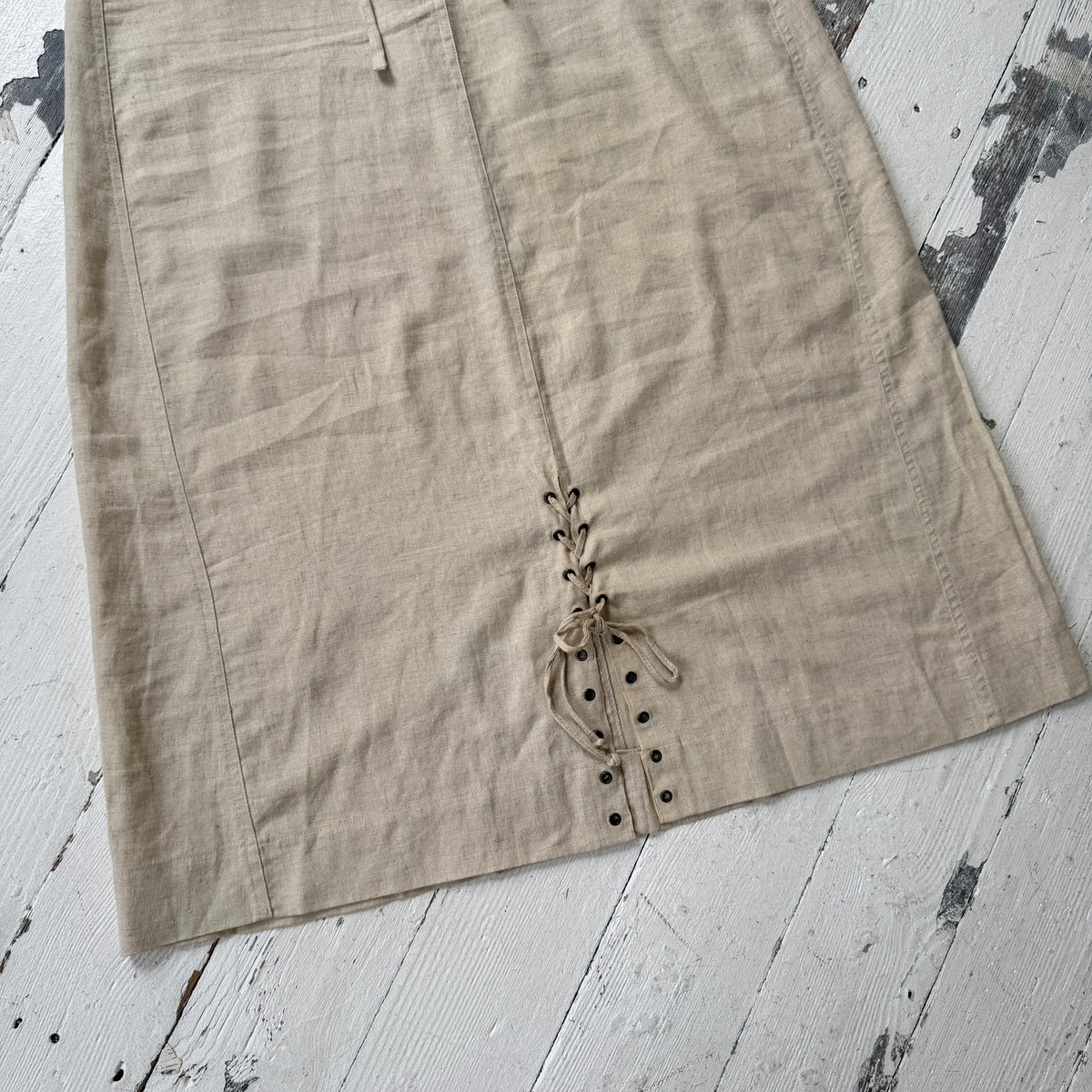 1990s Natural Linen Maxi Skirt