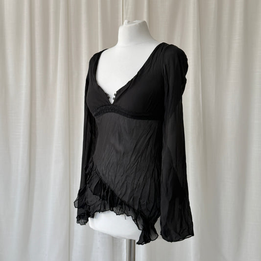 Italian Vintage Sheer Mesh Ruffle Top