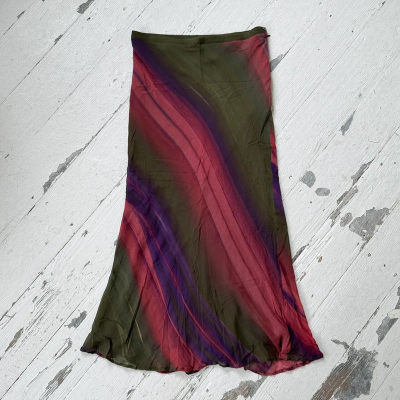 Italian Vintage Silk Stripe Maxi Skirt