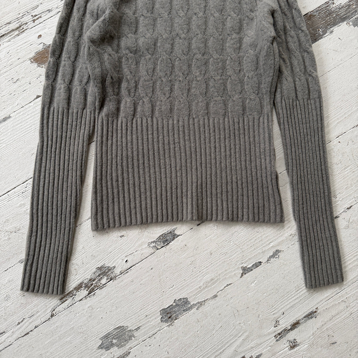 Italian Vintage Grey Merino Wool Cashmere Rollneck Jumper