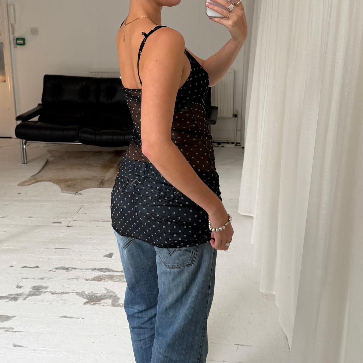 Polka Dot Mesh Lace Slip Dress