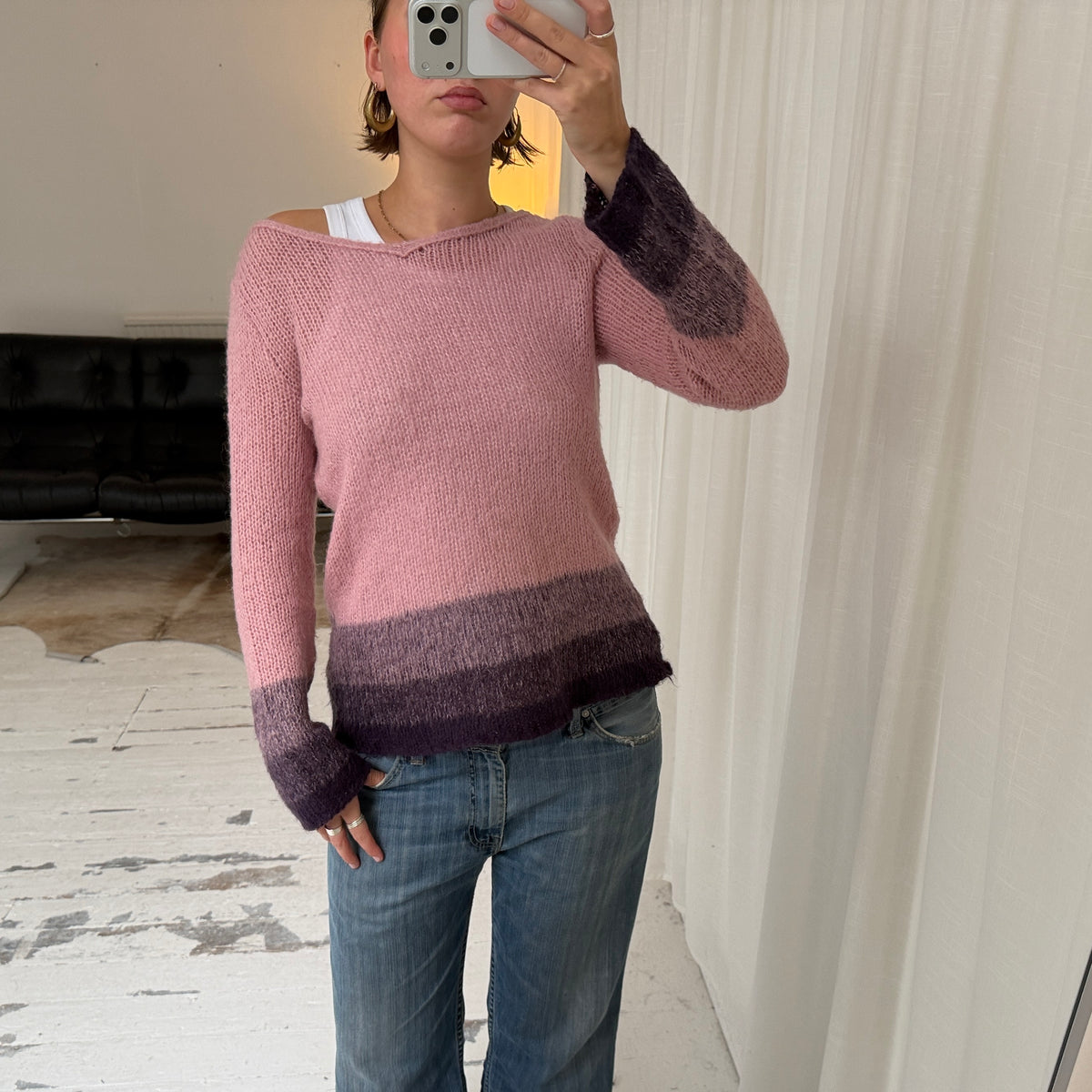 Pink & Purple Ombre Mohair Blend Jumper