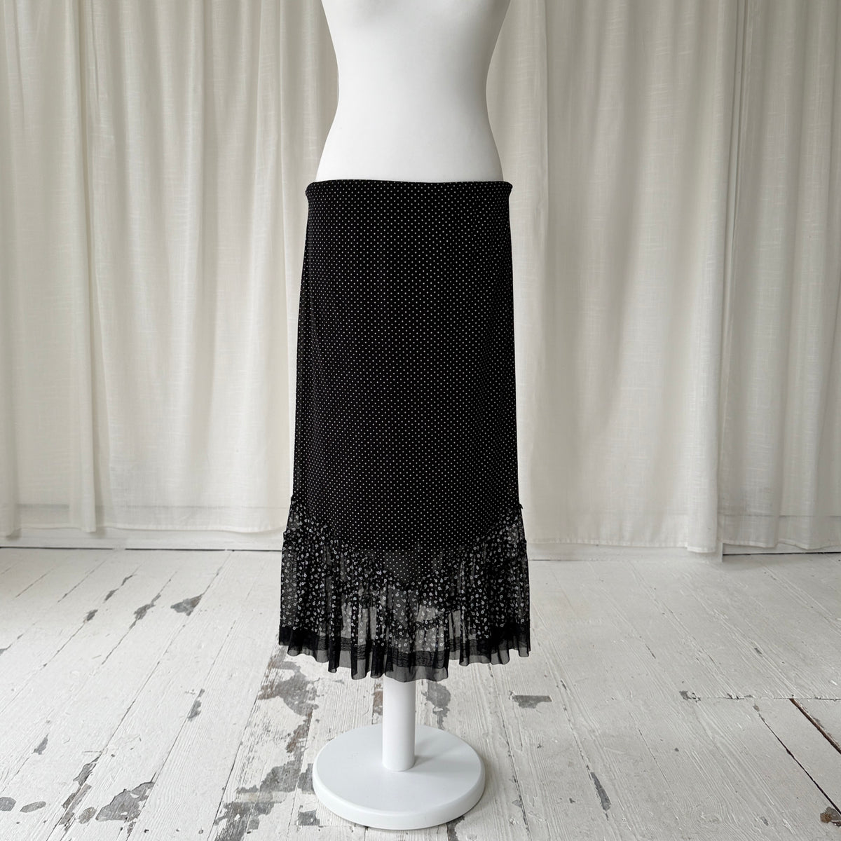 Black Polka Dot Maxi Skirt