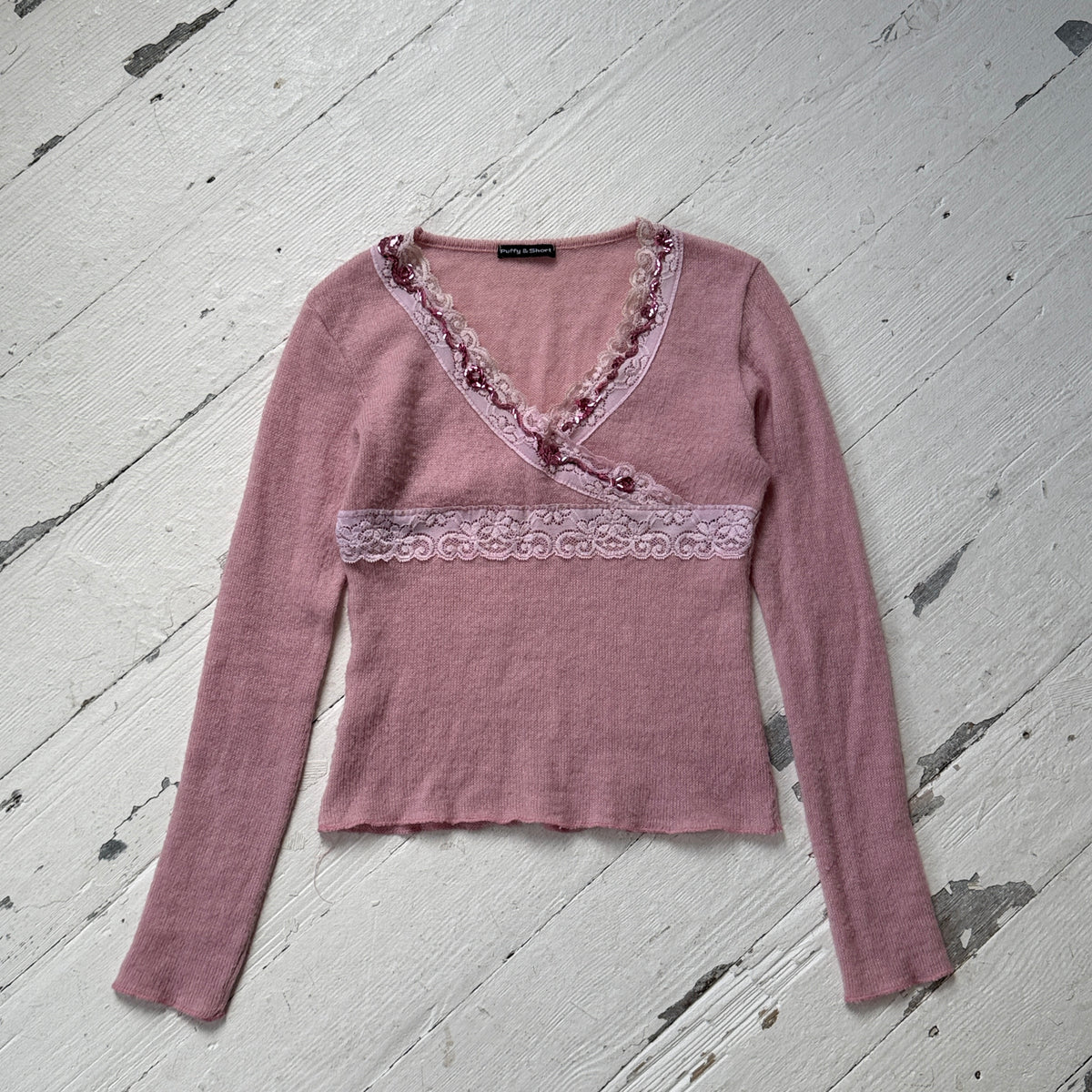 Pink Mohair & Wool Wrap Knit Top