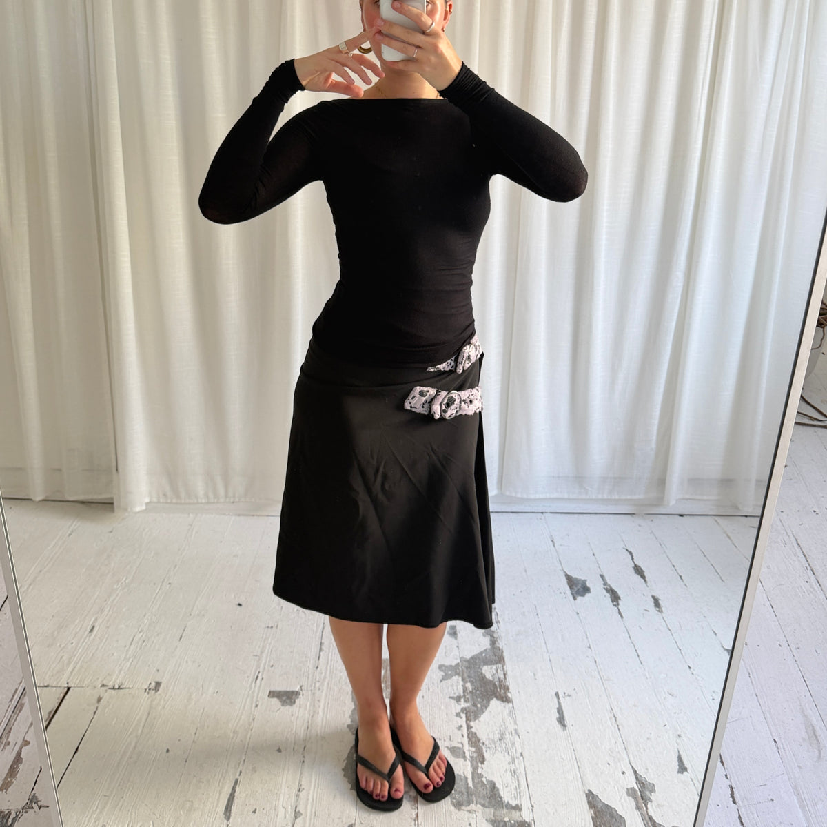 Black Asymmetric Buckle Wrap Skirt