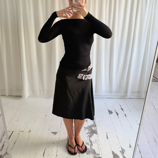 Black Asymmetric Buckle Wrap Skirt