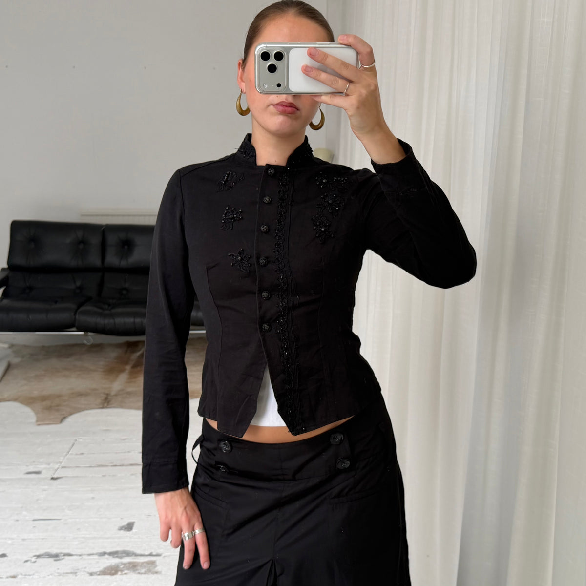 Promod Black Beaded Fitted Jacket