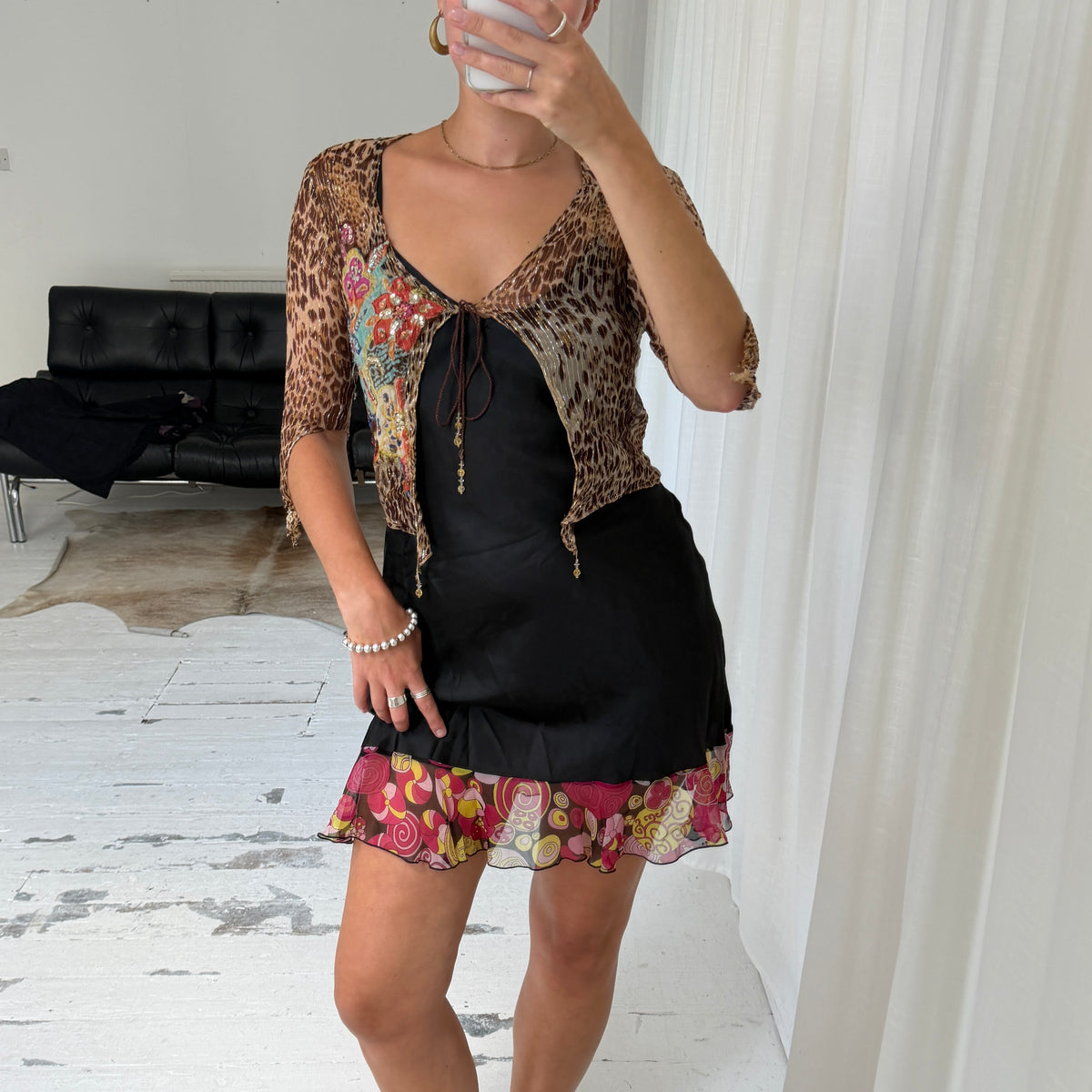 Italian Vintage Leopard Print Tie Bolero