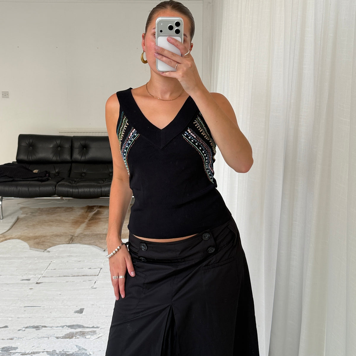 Beaded Knit Vest Top