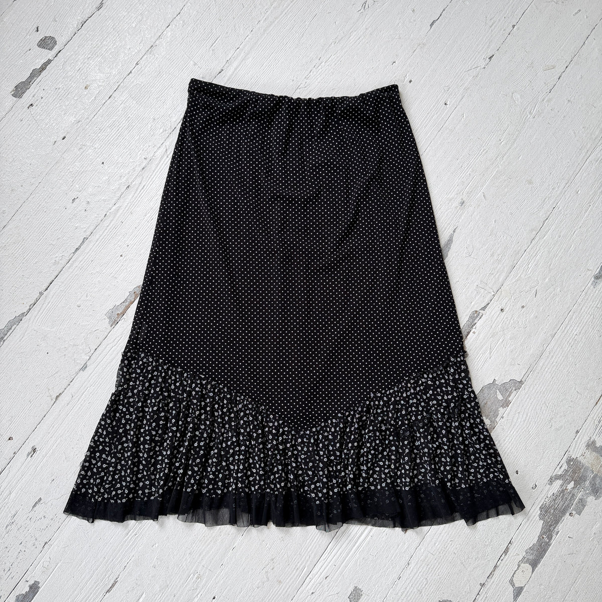 Black Polka Dot Maxi Skirt