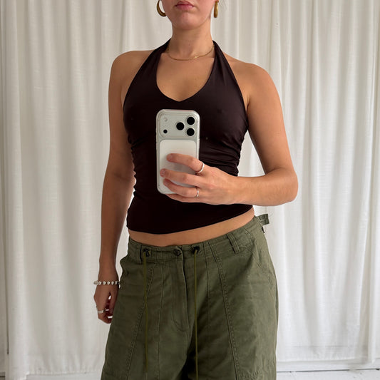 90s Brown Halterneck Top