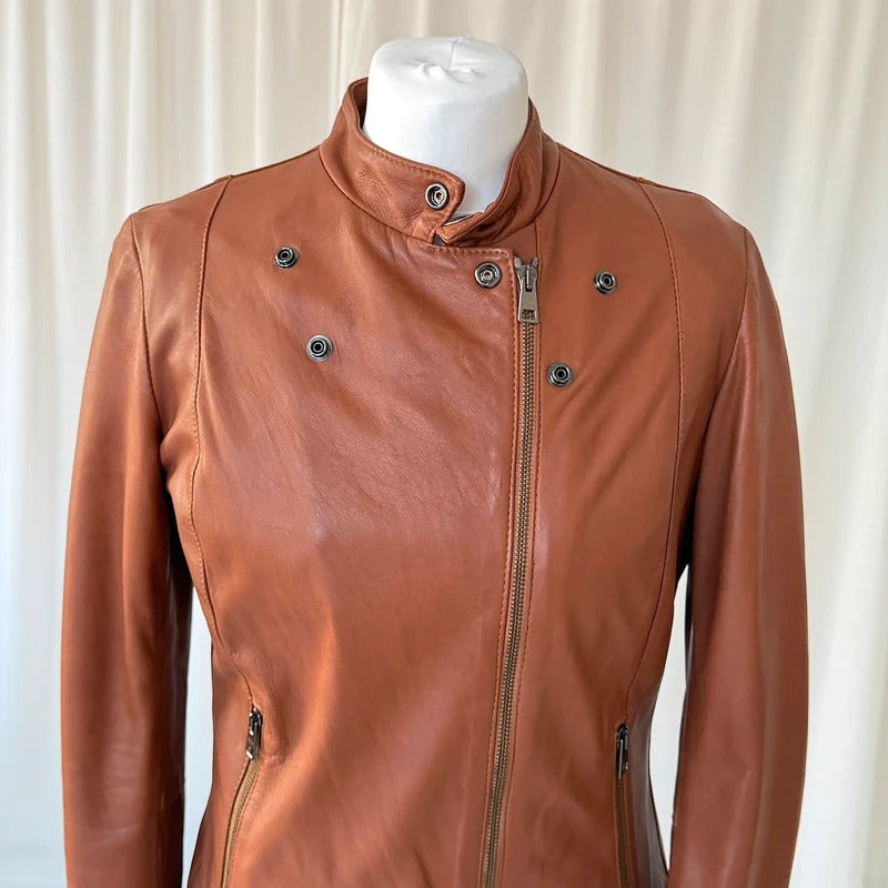 Italian Vintage Lambskin Leather Biker Jacket