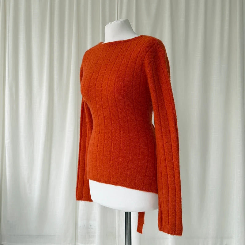 Orange Mohair Backless Knit Jumper