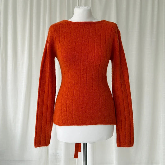 Orange Mohair Backless Knit Jumper