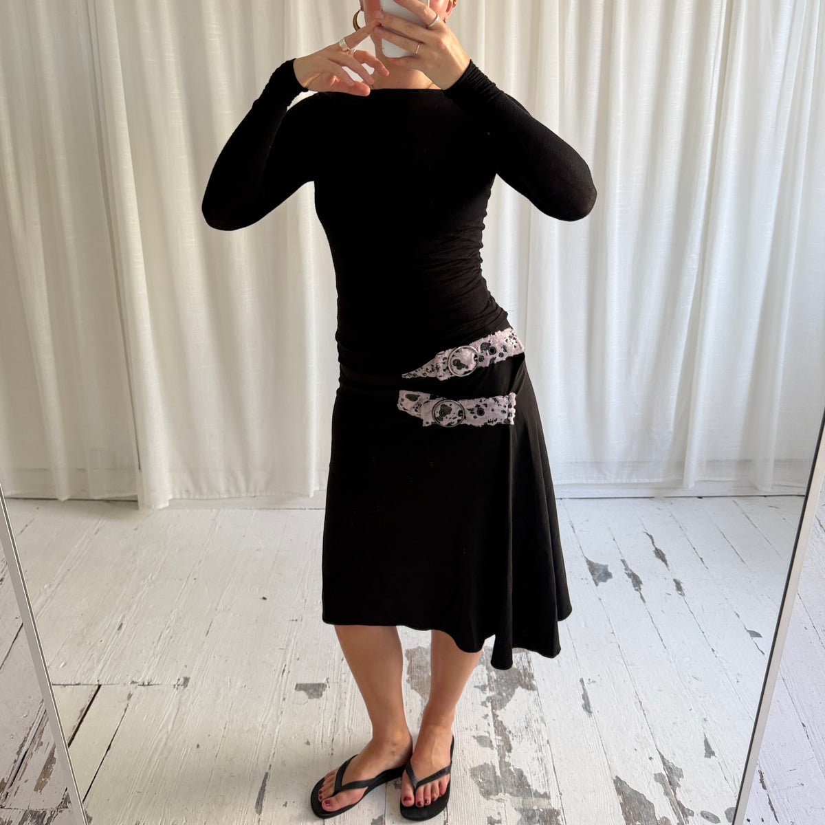 Black Asymmetric Buckle Wrap Skirt