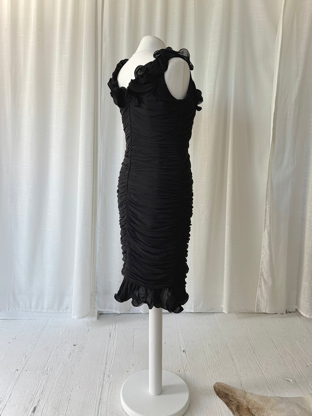 Luisa Spagnoli Pure Silk Ruched Ruffle Dress