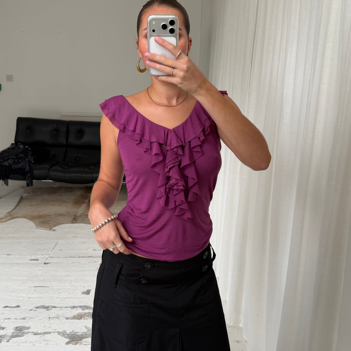 2000’s Pink Ruffle Top