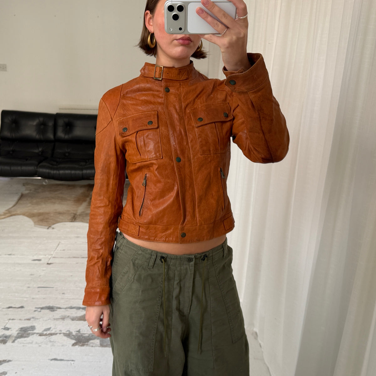 Italian Vintage Leather Biker Jacket