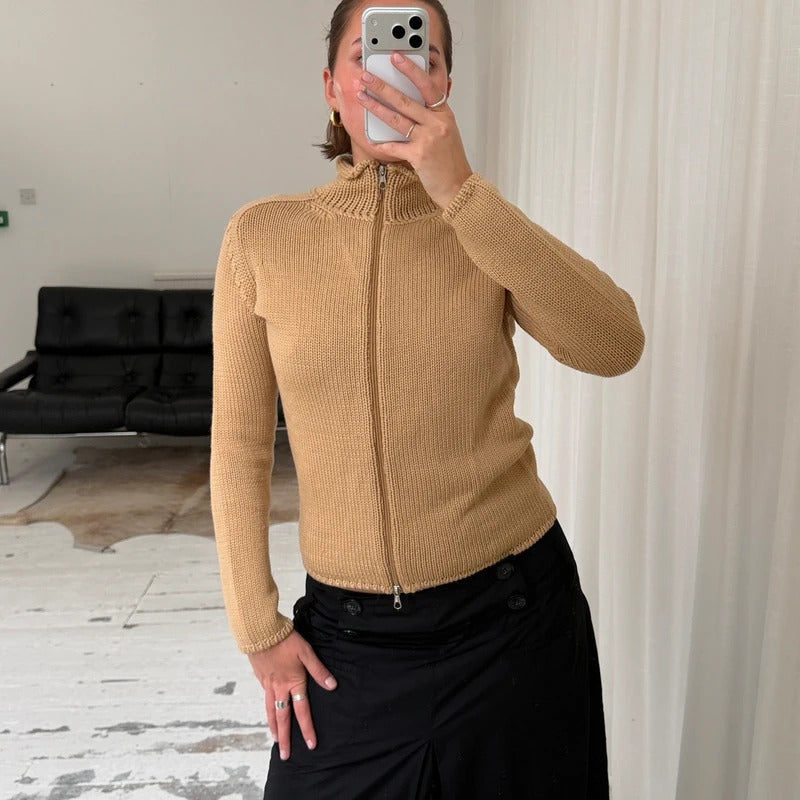 Italian Vintage Pure Wool Double Zip Jumper