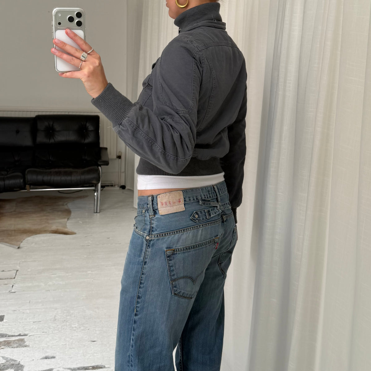 Grey Utility Bomber Jacket