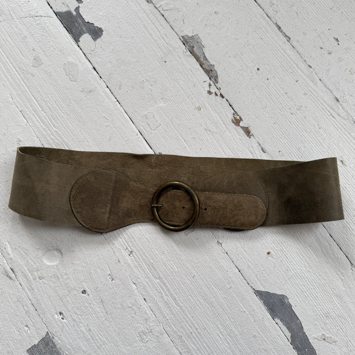 1990s Chunky Khaki Leather Belt