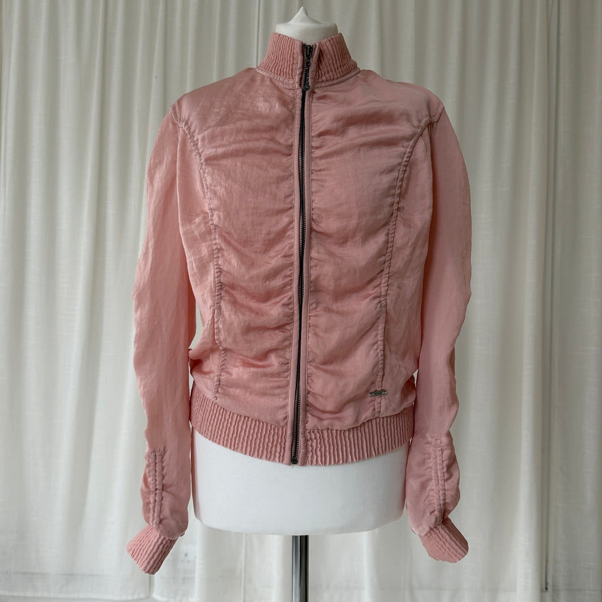 2000s Guess Pink Ruched Bomber Jacket