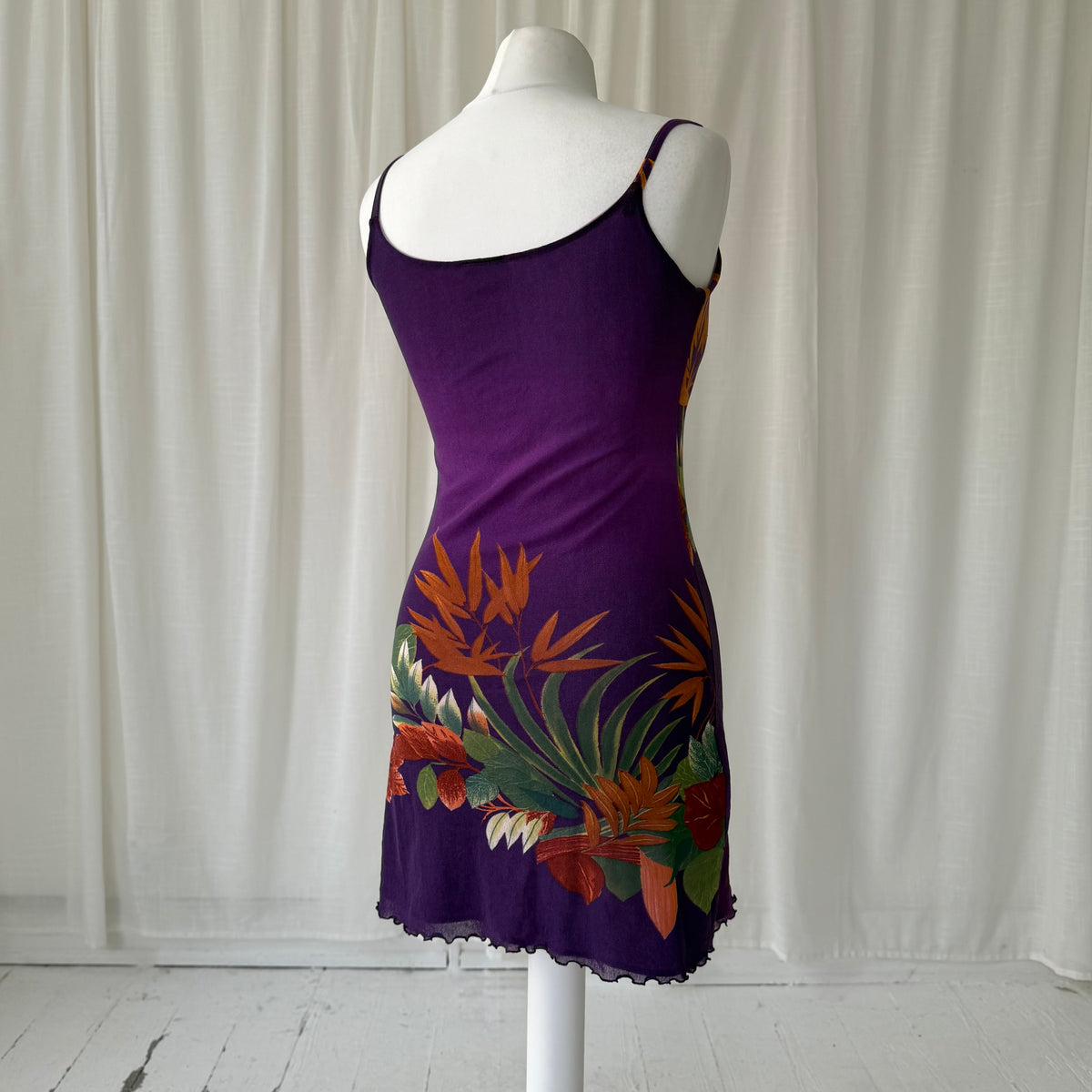 Purple Floral Mesh Mini Dress
