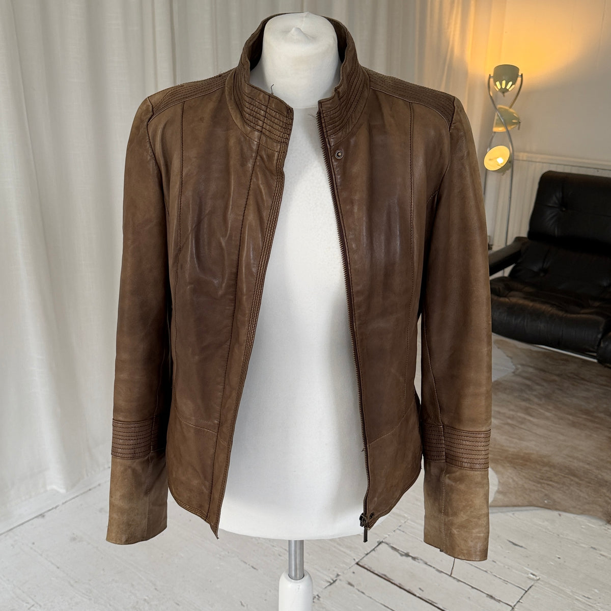 1990s Brown Leather Biker Jacket