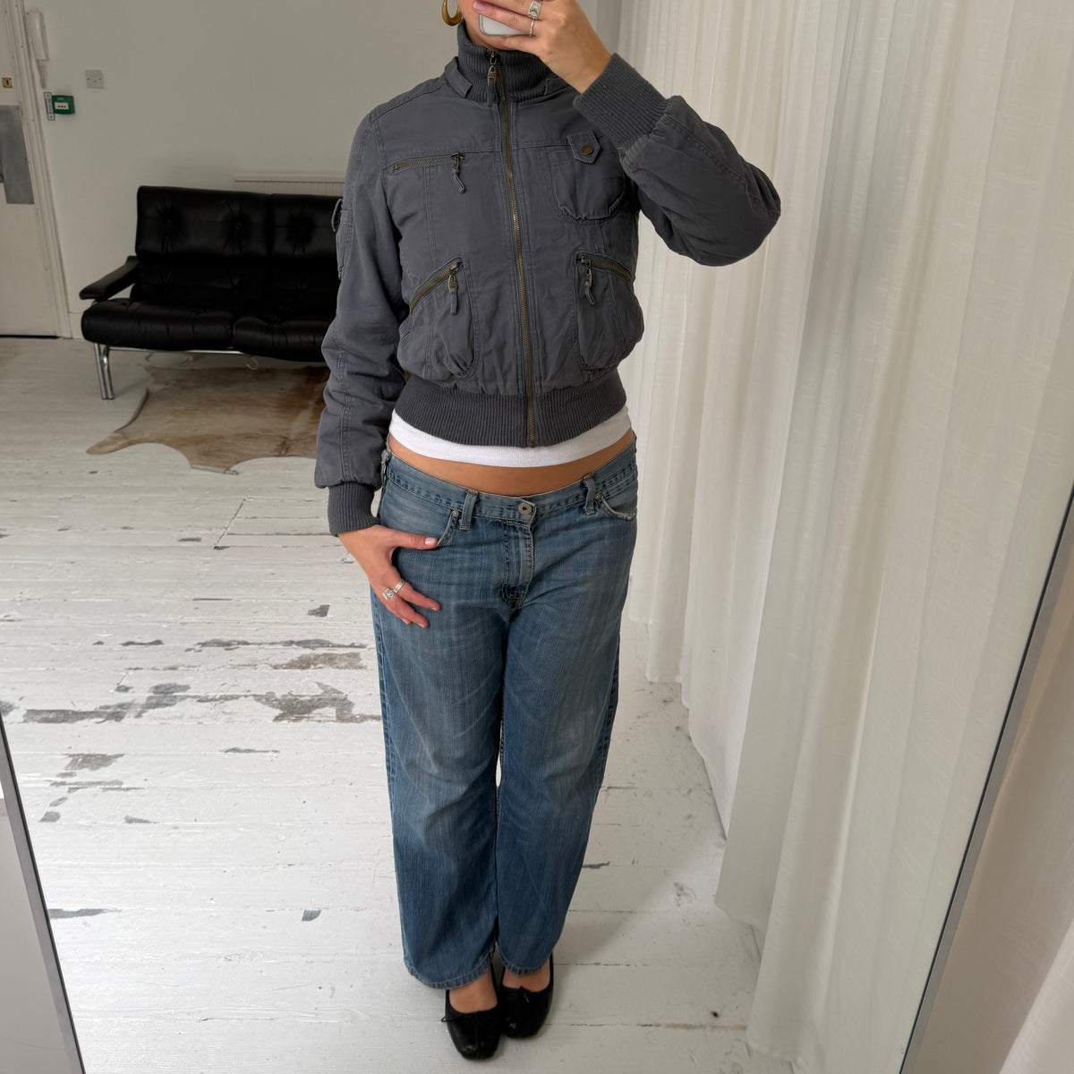 Grey Utility Bomber Jacket