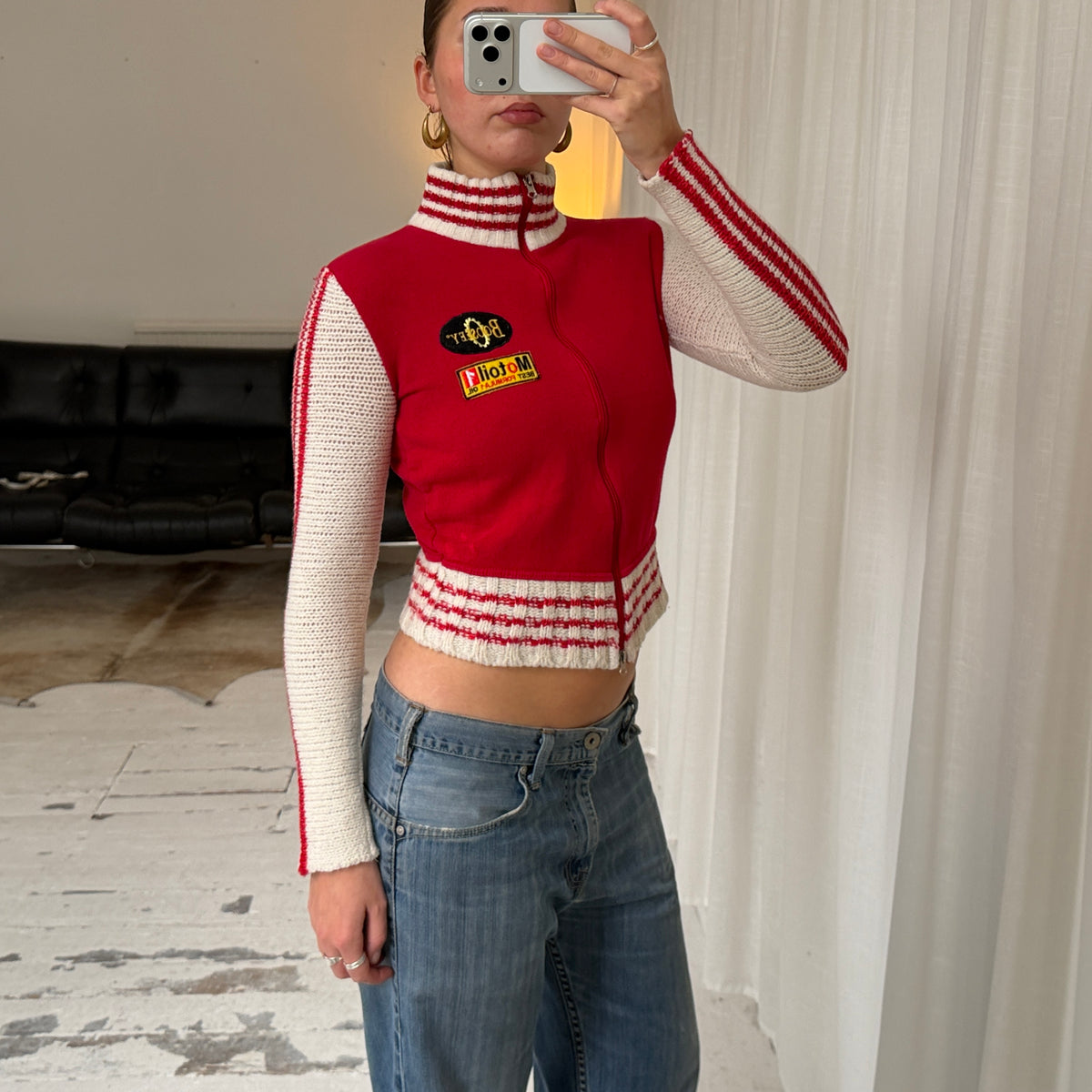 90s Knit Double Zip Moto Jumper