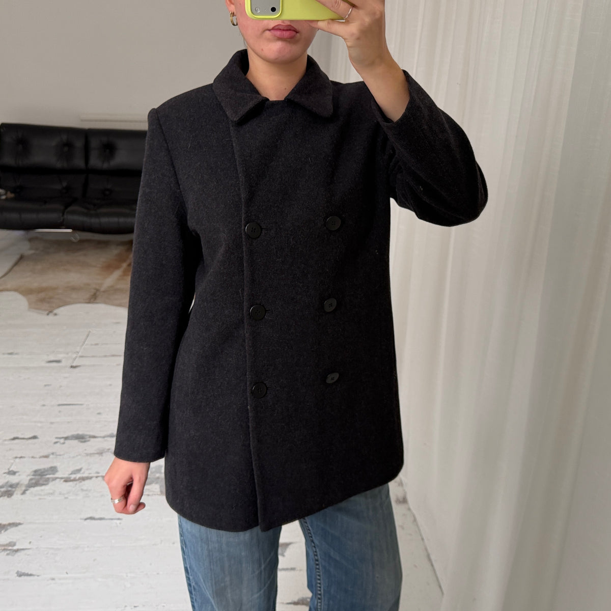 Charcoal Grey Wool Peacoat