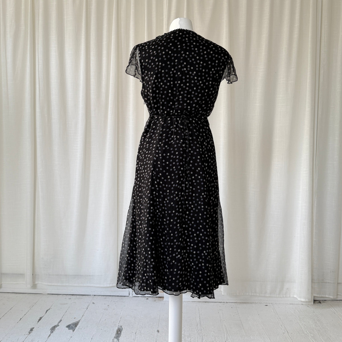 Polka Dot Silk Midi Dress