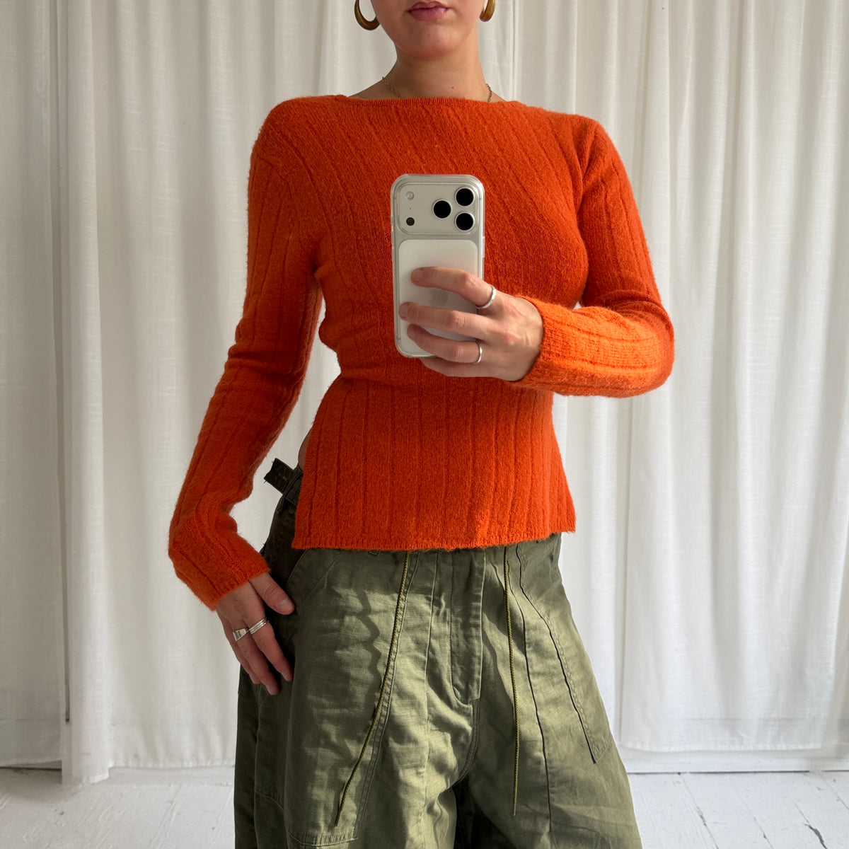 Orange Mohair Backless Knit Jumper