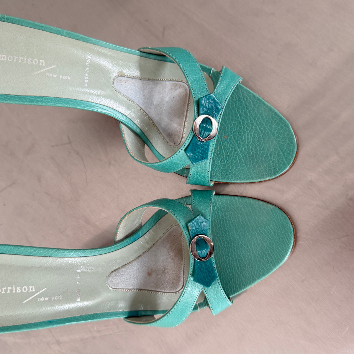 Sigerson Morrison Turquoise Leather Mule Heels