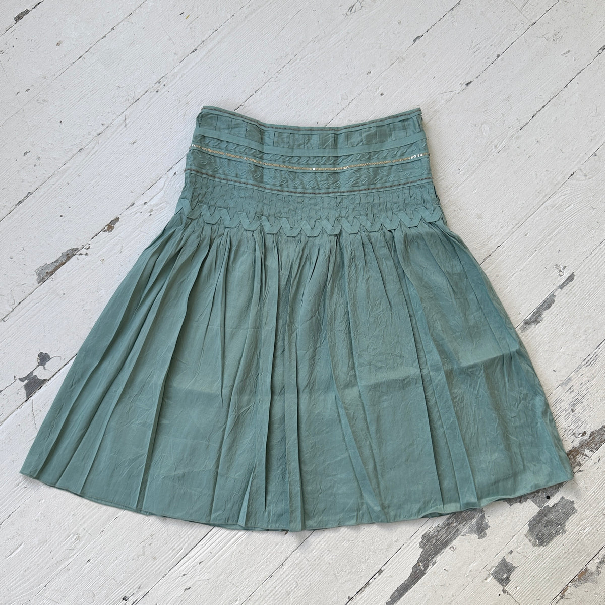Light Blue Pleated Silk Skirt