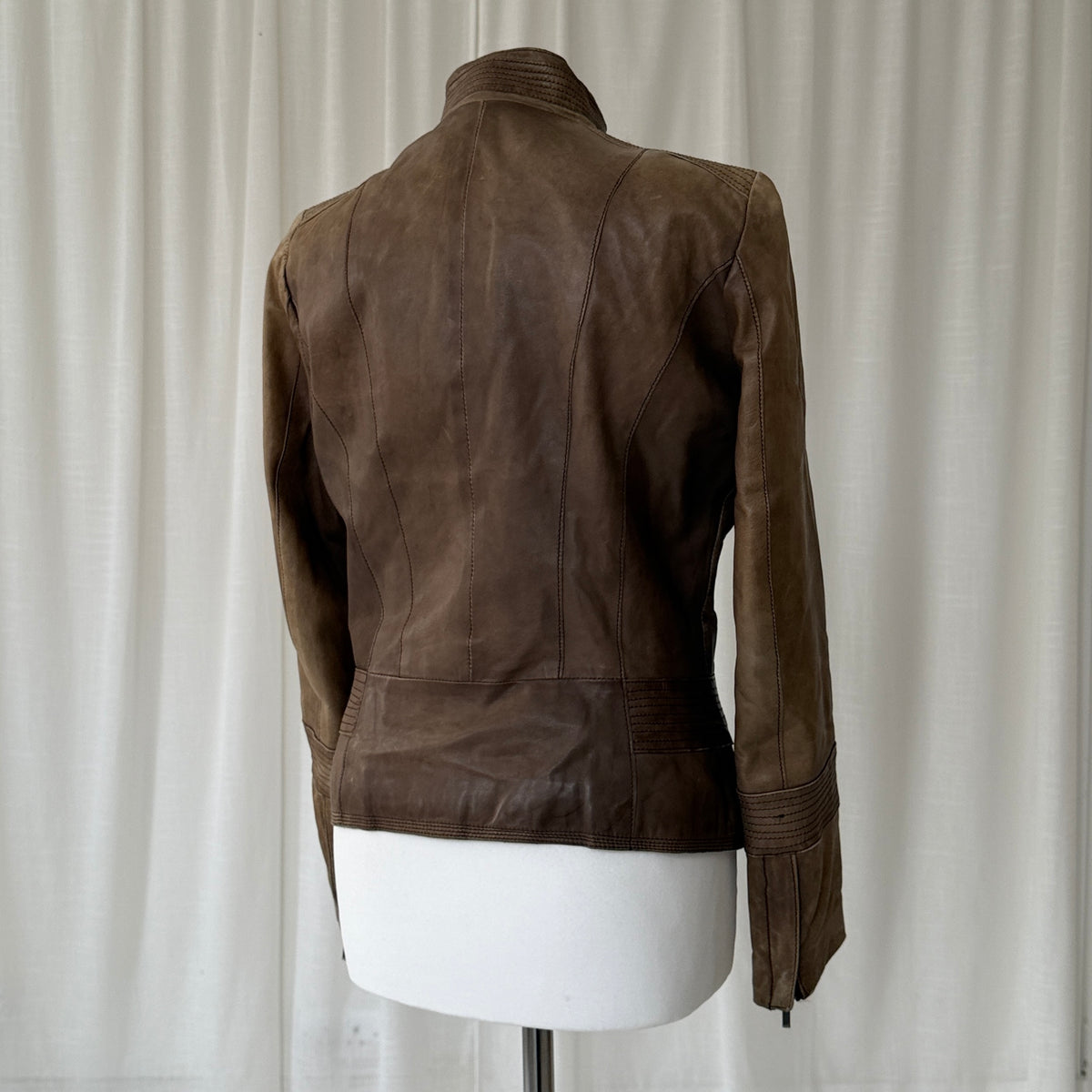 1990s Brown Leather Biker Jacket