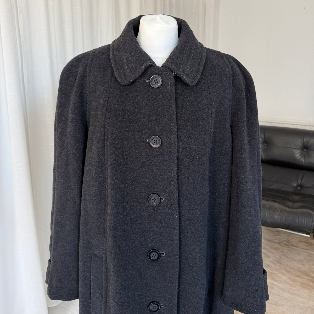 Charcoal Grey Wool & Cashmere Overcoat