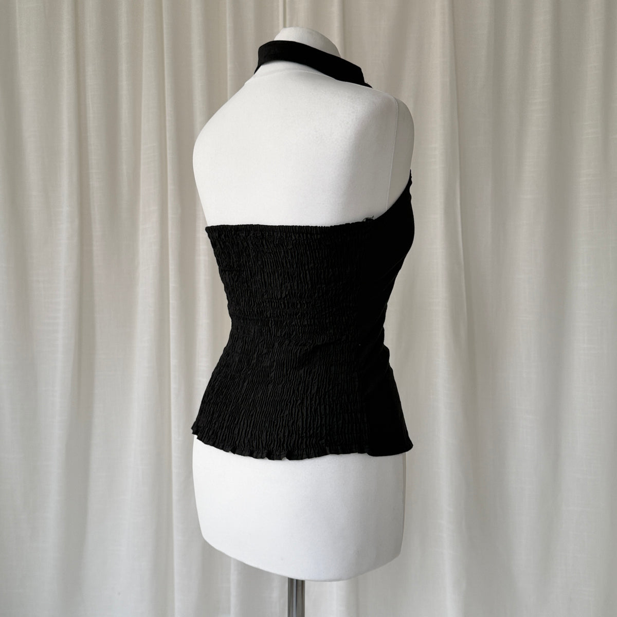 Black Ruffle Halterneck Top